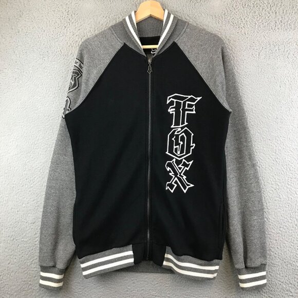 Fox Racing - Boys Size XL Varsity Letterman Style  Full Zip Black Sweatshirt - Picture 1 of 14